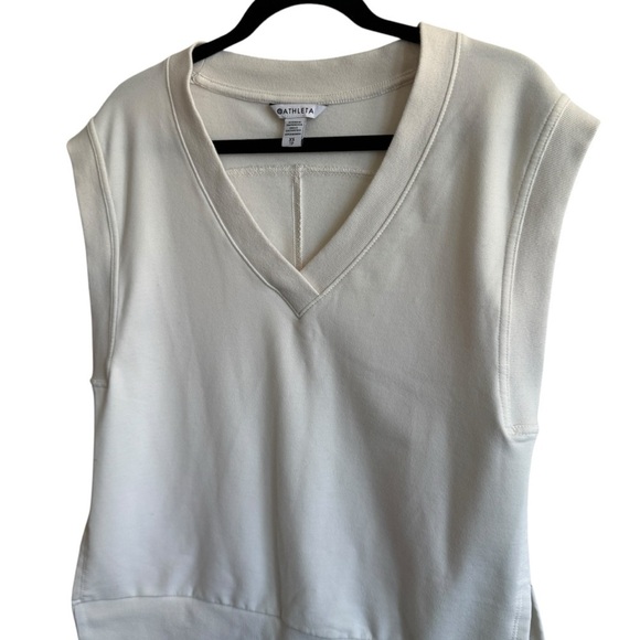 Athleta Retroterry V Neck Sweatshirt Tee in Magnolia White, Size XS - Picture 5 of 10